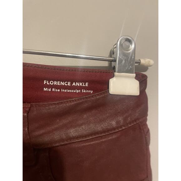 DL1961 Florence Mid Rise Merlot Coated Ultrasculpt Skinny Ankle Jeans Size 26‎ - Picture 3 of 8